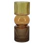 Tischvase Glas NIAMH mit Rillen, cognac-amber-braun-klar, 25,3cm, Ø10cm