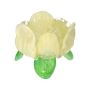 Kerzenhalter FLORENA in Tulpenform mit Blättern, Glas, weiß-grün, 11cm, Ø13,5cm