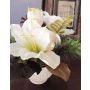 Plastik Amaryllis Gesteck SHIRRA im Dekotopf, Kugeln, weiß, 25cm, Ø30cm