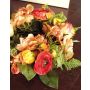 Deko Hortensienkranz SUNA, Ranunkel, Rose, orange-rot, Ø30cm