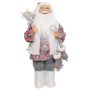 Santa Claus Figur ABENZIO, Schlittschuhe, Geschenkesack, weiß-grau-rot, 22x14x45cm