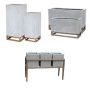 Zement Blumenkasten DEMIRIAN, 8 Stück, Holzständer/Holzfuß, outdoor, grau, 69-92cm, Ø35cm