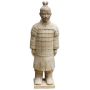 Gartenfigur Samurai Krieger LILORA aus Terrakotta, outdoor, handmade, patiniert, beige, 33x26x95cm