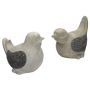 Gartenfigur Vogel LARINNA aus Keramik, outdoor, 2 Stück, grau, 35x24x29cm, 39x24x33cm