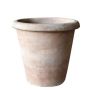 Terrakotta Pflanztopf ELVORN, handmade, patiniert, outdoor, braun, 40cm, Ø42cm