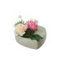 Plastik Blumen Gesteck Nelke, Rose, Sedum, Agave BODIL, Dekotopf, rosa-creme, 10cm, Ø17cm