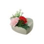 Plastik Blumen Gesteck Nelke, Rose, Sedum, Agave BODIL, Dekotopf, rot-rosa, 10cm, Ø17cm