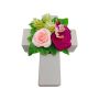 Deko Gesteck Rose, Orchidee, Hopfen ARIADNA, Pflanzkreuz, rosa-pink, 20x15x9cm