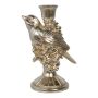 Deko Kerzenleuchter ACADIA mit Vogel, Kunstharz, silber-gold, 20cm, Ø13,6cm