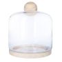 Terrarium Glas Vase BENEDICTO mit Holzuntersetzer, Kugel-Deckel, klar, 32cm, Ø28cm