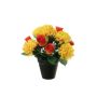 Kunst Blumengesteck Chrysantheme, Rose YESHE, Dekotopf, gelb-orange, 28cm, Ø22cm