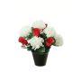 Kunst Blumengesteck Chrysantheme, Rose YESHE, Dekotopf, creme-rot, 28cm, Ø22cm