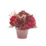 Künstliches Blumengesteck Hortensie, Beere SUKI, Dekotopf, rot-gold, 25cm, Ø25cm