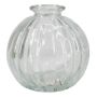 Kleine Glas Dekoflasche KARENAS mit Rillen, klar, 8,2cm, Ø8,5cm
