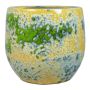 Keramik Übertopf GIORGOS mit Muster, ocker-grün-blau, 25cm, Ø27cm