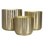 Metall Blumentopf GUVUL, 3 Stück, Rillen, gold, 13-20cm, Ø14-20cm