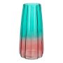 Glasvase AMALFRIED mit Rillen, türkis-rosa, 21cm, Ø10cm
