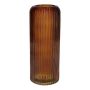Blumenvase ALBURGIS mit Rillen, Glas, orange-braun-klar, 25cm, Ø10cm