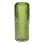 Blumenvase ALBURGIS mit Rillen, Glas, grün-klar, 25cm, Ø10cm