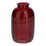 Dekoflasche SILVINA aus Glas, Rillen, burgunderrot-klar, 12cm, Ø7cm
