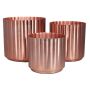 Metall Blumentopf GUVUL, 3 Stück, Rillen, kupfer, 13-20cm, Ø14-20cm