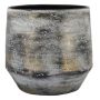 Keramik Blumentopf SEJAL, gesprenkelt, grau-gold, 33cm, Ø36cm