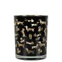 Teelichtglas Kerzen Halter GEORGETTE mit Dackel Motiv, schwarz-matt-gold-glänzend, 12,5cm, Ø10cm
