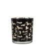 Teelichtglas Kerzen Halter GEORGETTE mit Dackel Motiv, schwarz-matt-gold-glänzend, 8cm, Ø7,5cm