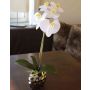 Kunstblume Phalaenopsis Orchidee EMILIA, Keramiktopf, weiß, 45cm
