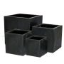 Fiberstone Pflanztopf VELDORA, 4 Stück, outdoor, schwarz, 20x20x20cm, 30x30x30cm, 40x40x40cm, 50x50x50cm