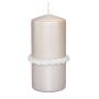 Stumpenkerze JULIETTA mit Seidenring, creme, 15cm, Ø7cm, 63h