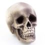 Halloween Deko Totenkopf MATTY, beige-grau, LEDs, 21x15x16cm
