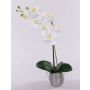 Kunstblume Phalaenopsis Orchidee EMILIA, Dekotopf, weiß, 45cm