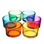 Teelicht Halter TAMIO aus Glas, 6 Stück, bunt, 3,5cm, Ø5cm
