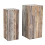 Rustikales Holzpodest KIRYON mit natürlicher Maserung, 2 Stück, outdoor, braun, 30x80cm, 40x90cm