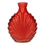 Flache Glasflasche RACHELLE in Muschel-Optik, rot-klar, 12,8x5,6x16,8cm