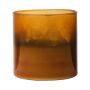 Maxi Teelichtglas RIGOBERTO, Boden gold, orange-braun-klar, 10cm, Ø10cm