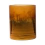 Maxi Teelichtglas RIGOBERTO, Boden gold, orange-braun-klar, 12,5cm, Ø10cm