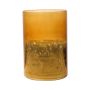 Maxi Teelichtglas RIGOBERTO, Boden gold, orange-braun-klar, 15cm, Ø10cm