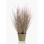 Kunstgras Lampenputzergras OVIDIO, Rispen, Zinktopf, rosa-grün, 70cm