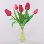 Dekoblumen Tulpen Strauß LEANA, pink-grün, 30cm, Ø20cm