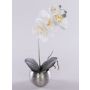 Textil Phalaenopsis Orchidee KAREN, Dekotopf, gefroren, weiß, 35cm
