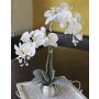 Textil Phalaenopsis Orchidee KAREN, Dekotopf, gefroren, weiß, 50cm