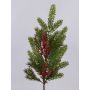 Kunst Zweig VARDALIA, Tanne, Beeren, Zapfen, rot-grün, 75cm