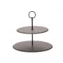 Rundes Schiefer Etagere MARIANO, 2-Stufig, anthrazit, 23cm, Ø25cm