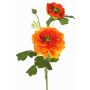 Kunst Ranunkel SAGARA, orange-grün, 45cm, Ø5-9cm
