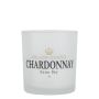 Teelichtglas Kerzen Halter LEONARDAS mit Chardonnay Schriftzug, weiß-matt, 8cm, Ø7cm