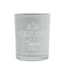 Teelichtglas Kerzen Halter LEONARDAS mit Verdicchio Schriftzug, weiß-matt-silber-glänzend, 12,5cm, Ø10cm