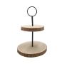 Etagere JESSALYN aus Paulownia, 2-Stufig, natur, 38cm, Ø33cm