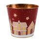 Zink Pflanztopf MAVETA mit Lebkuchenhaus Motiv, dunkelrot-kupfer, 18cm, Ø20,5cm